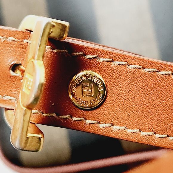 Vintage Fendi Penguin Striped Leather Shoulder Bag Multicolor Zip VTG Designer - Picture 13 of 16